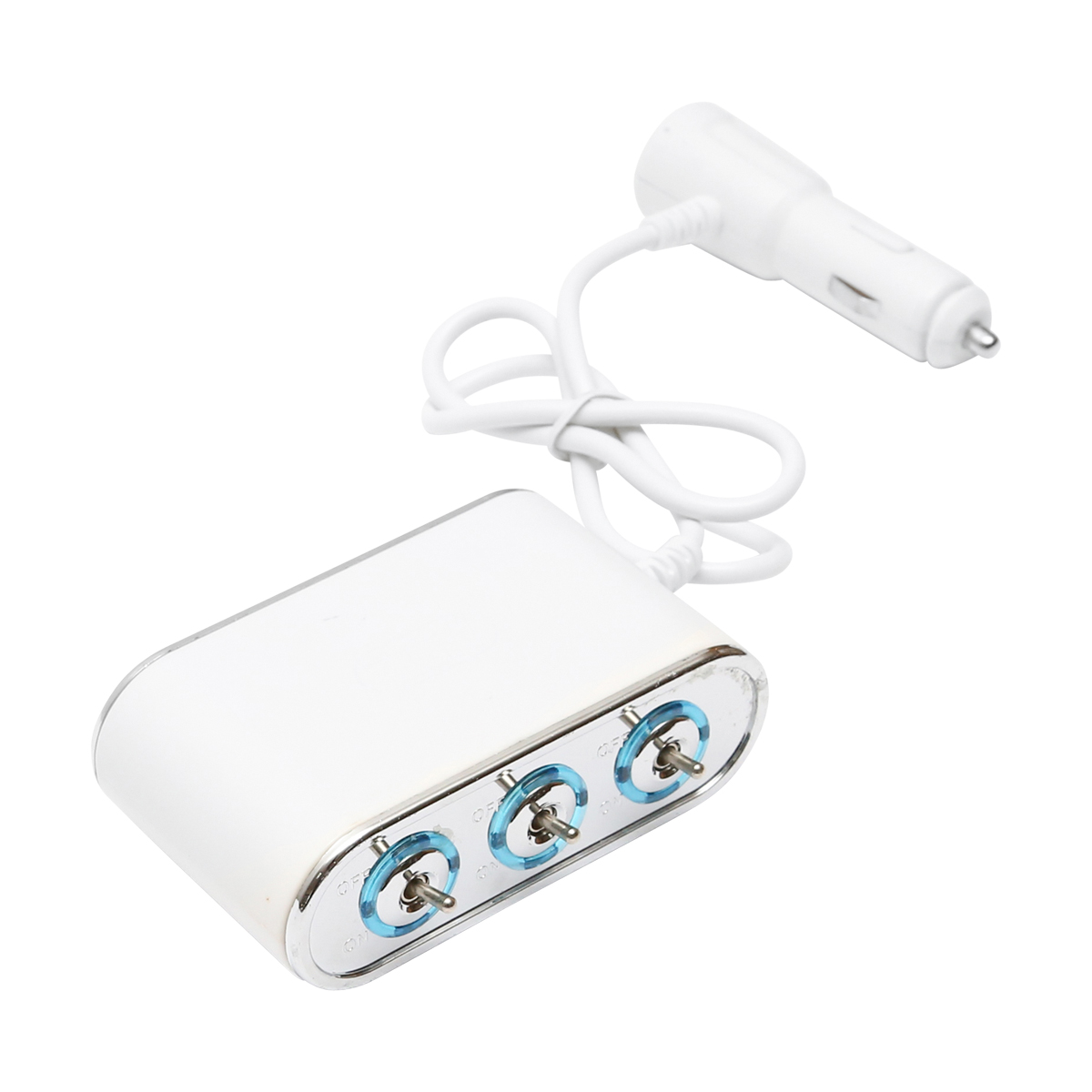 Adaptor bricheta auto tripla 12/24V alb cu intrerupator individual si 1 port USB 5V 2.1A - imagine 2