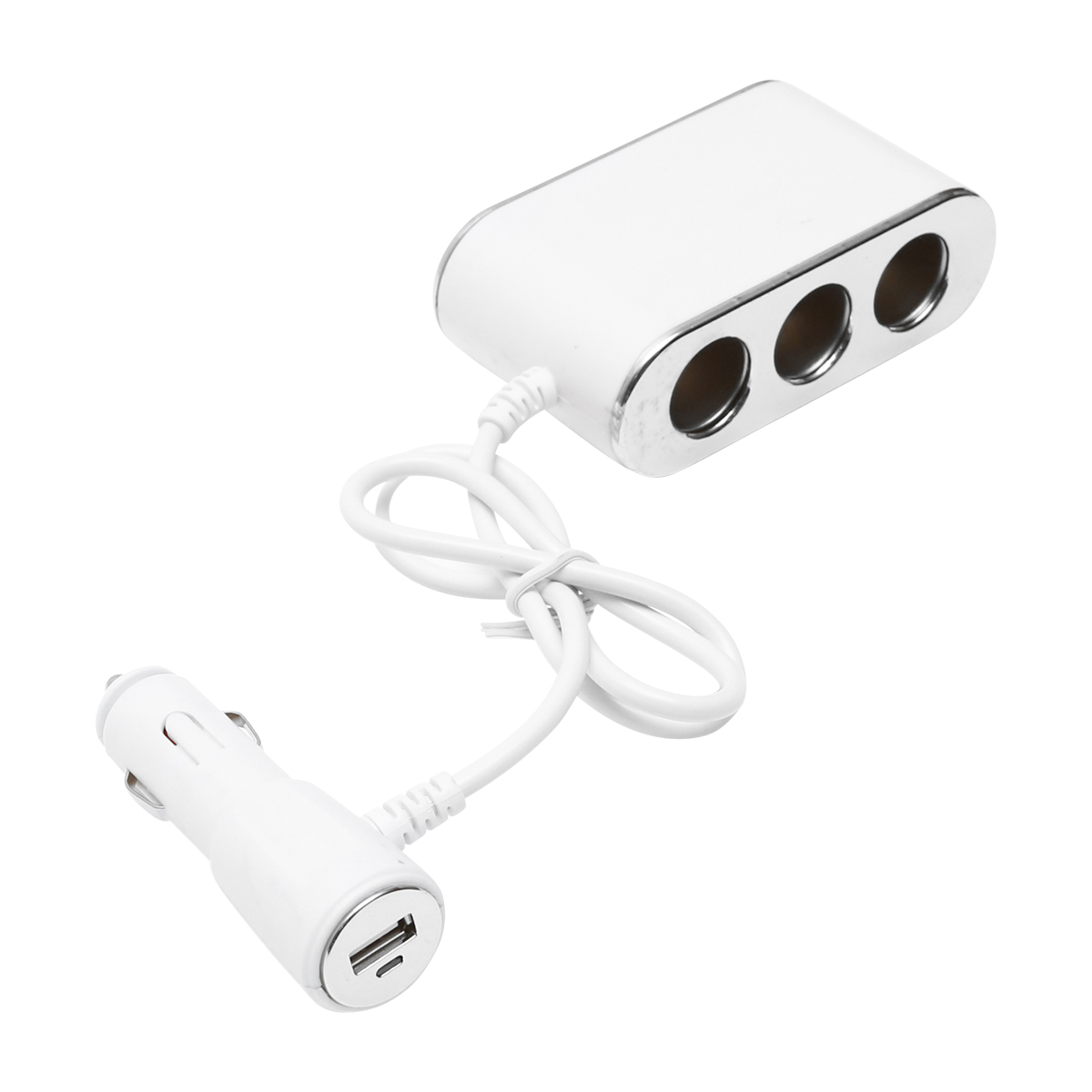 Adaptor bricheta auto tripla 12/24V alb cu intrerupator individual si 1 port USB 5V 2.1A - imagine 3