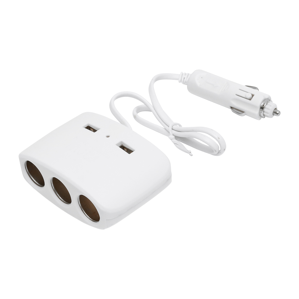 Adaptor bricheta auto tripla 12/24V alb si 2x port USB 5V/1000mA