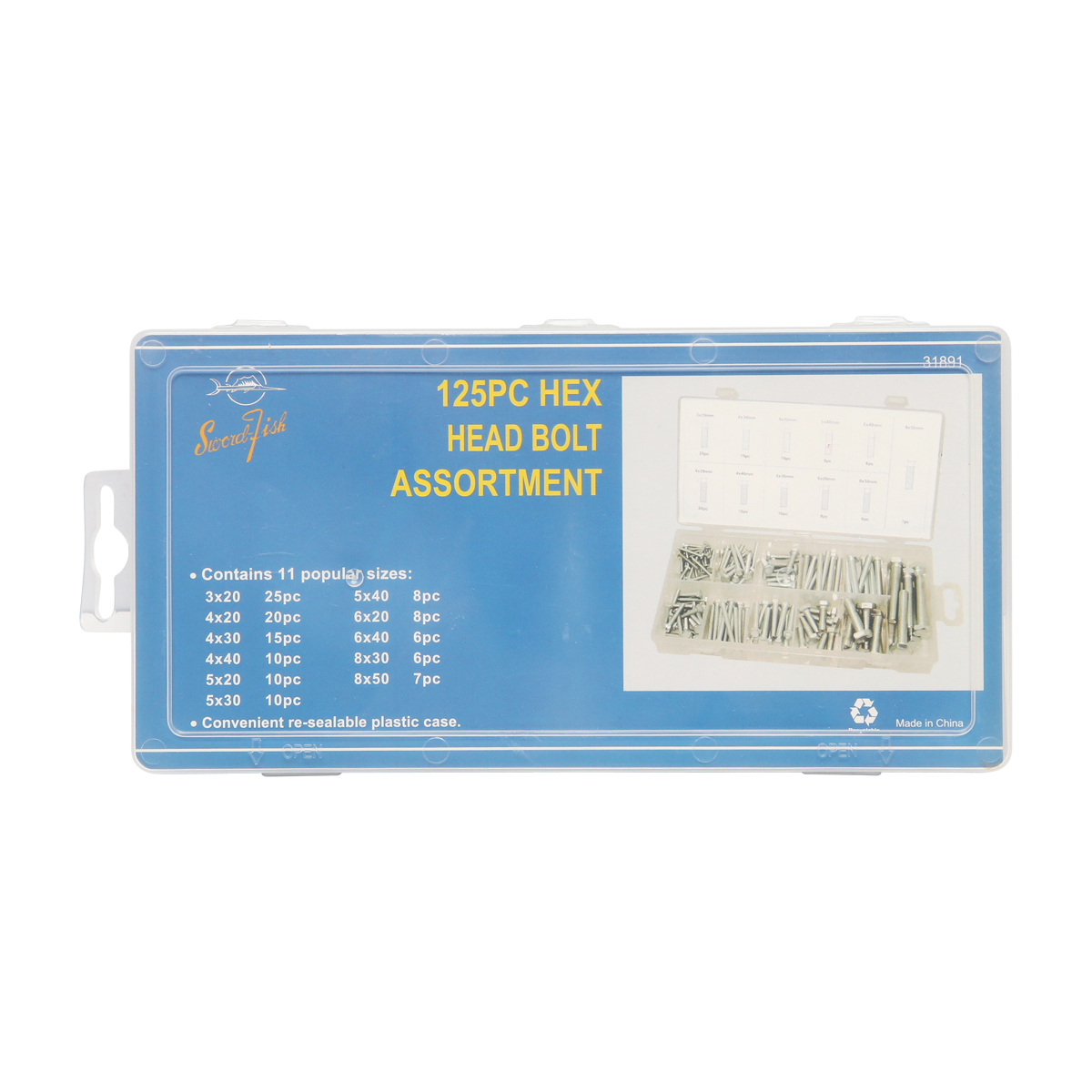 Trusa suruburi metric cu cap hexagonal 125 piese - imagine 3
