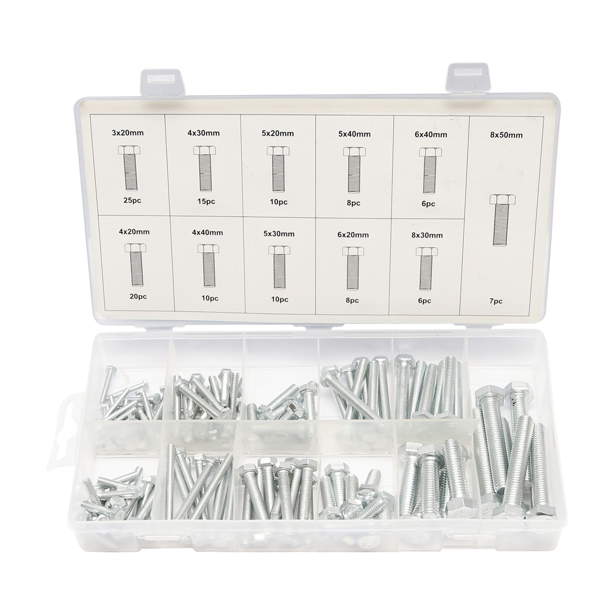 Trusa suruburi metric cu cap hexagonal 125 piese - imagine 2