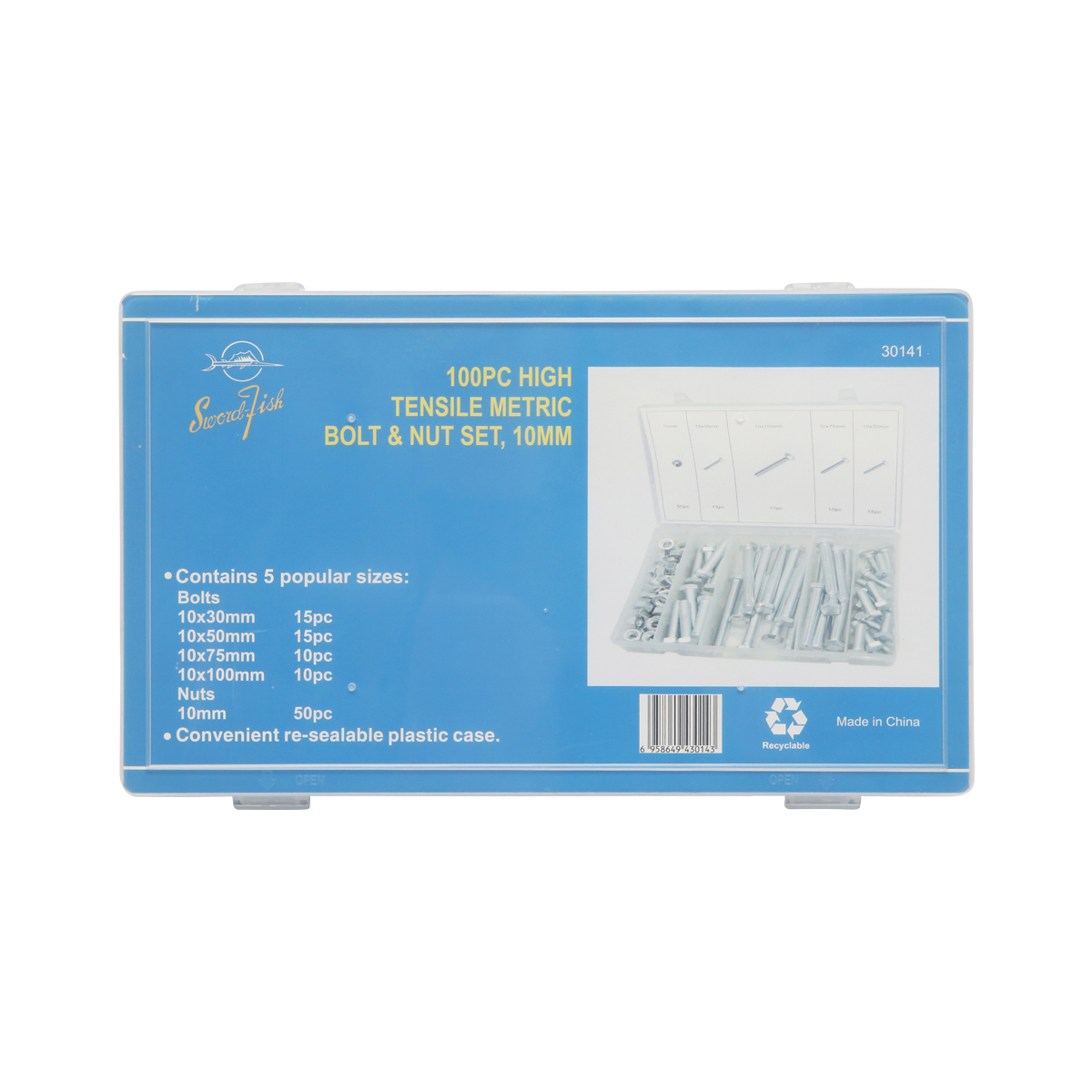 Trusa suruburi M10 cu cap hexagonal si piulite 100 piese - imagine 3