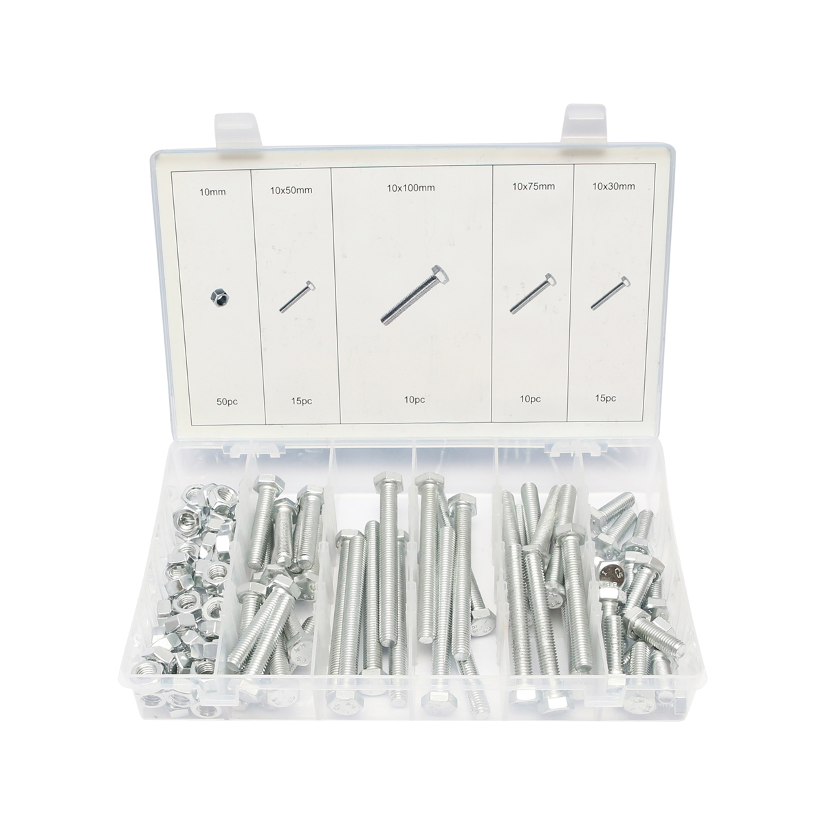 Trusa suruburi M10 cu cap hexagonal si piulite 100 piese - imagine 2
