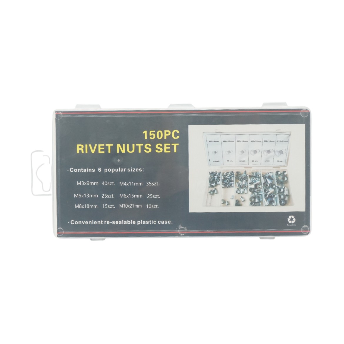 Trusa piulite nituibile cu guler din aluminiu 150 piese - imagine 3