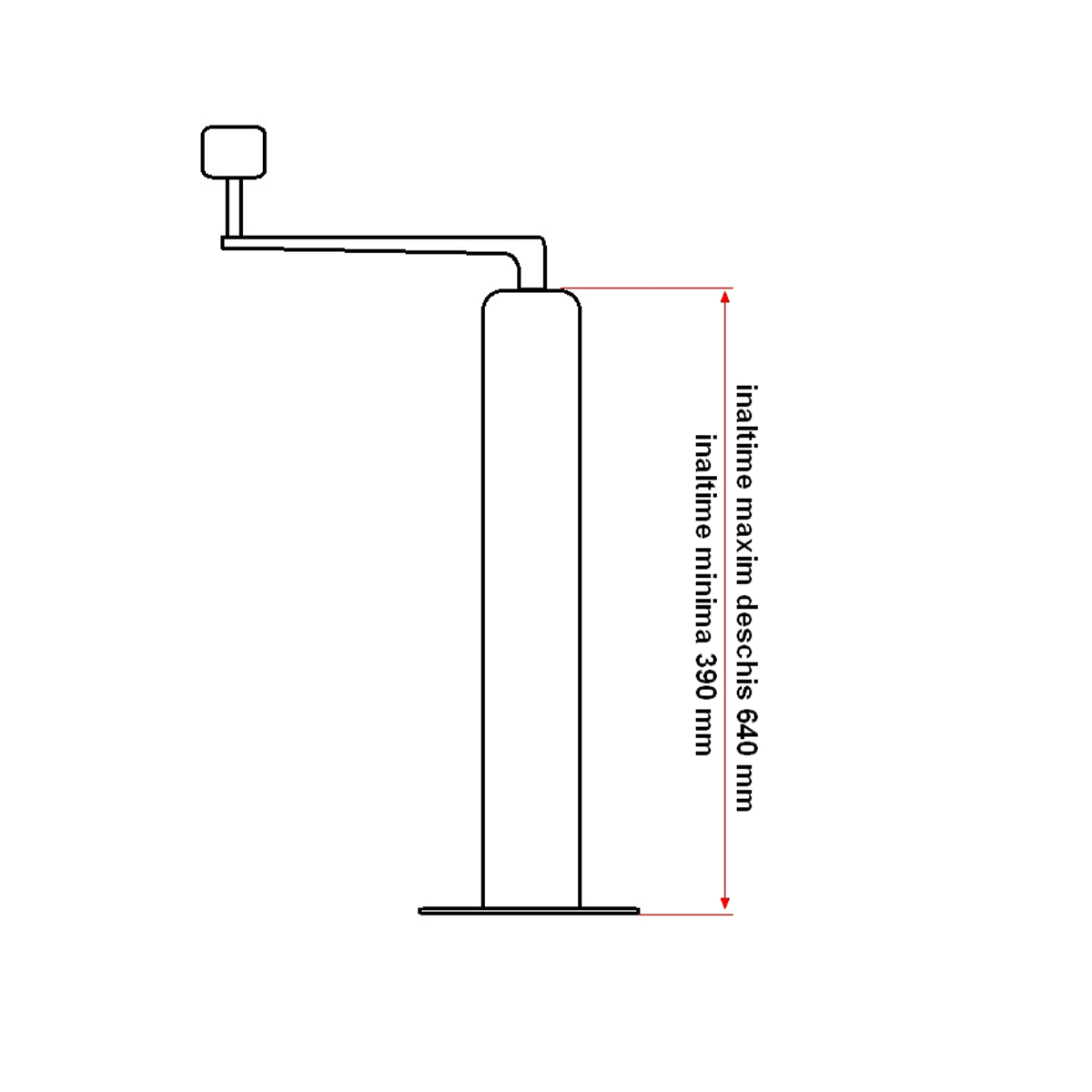 Picior de sprijin reglabil pentru remorca diametru 48mm inaltime minima 390mm, maxima 640mm - imagine 4
