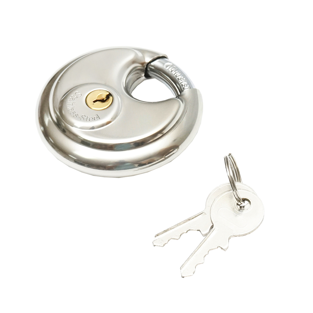 Lacat tip disc din otel inoxidabil cu 2 chei - imagine 2