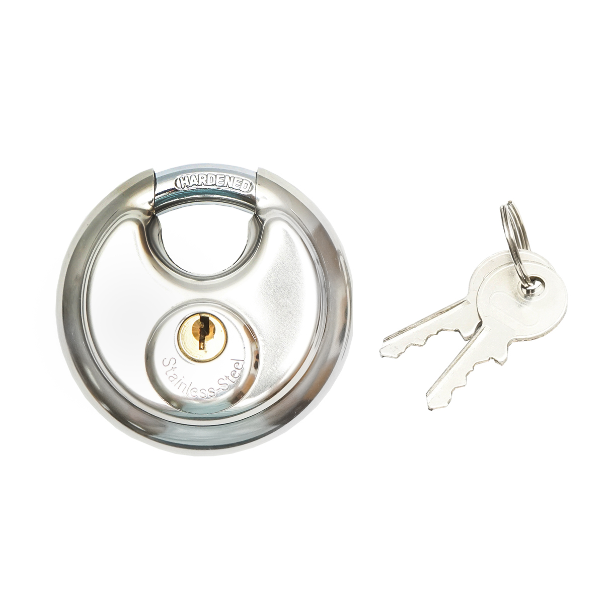 Lacat tip disc din otel inoxidabil cu 2 chei