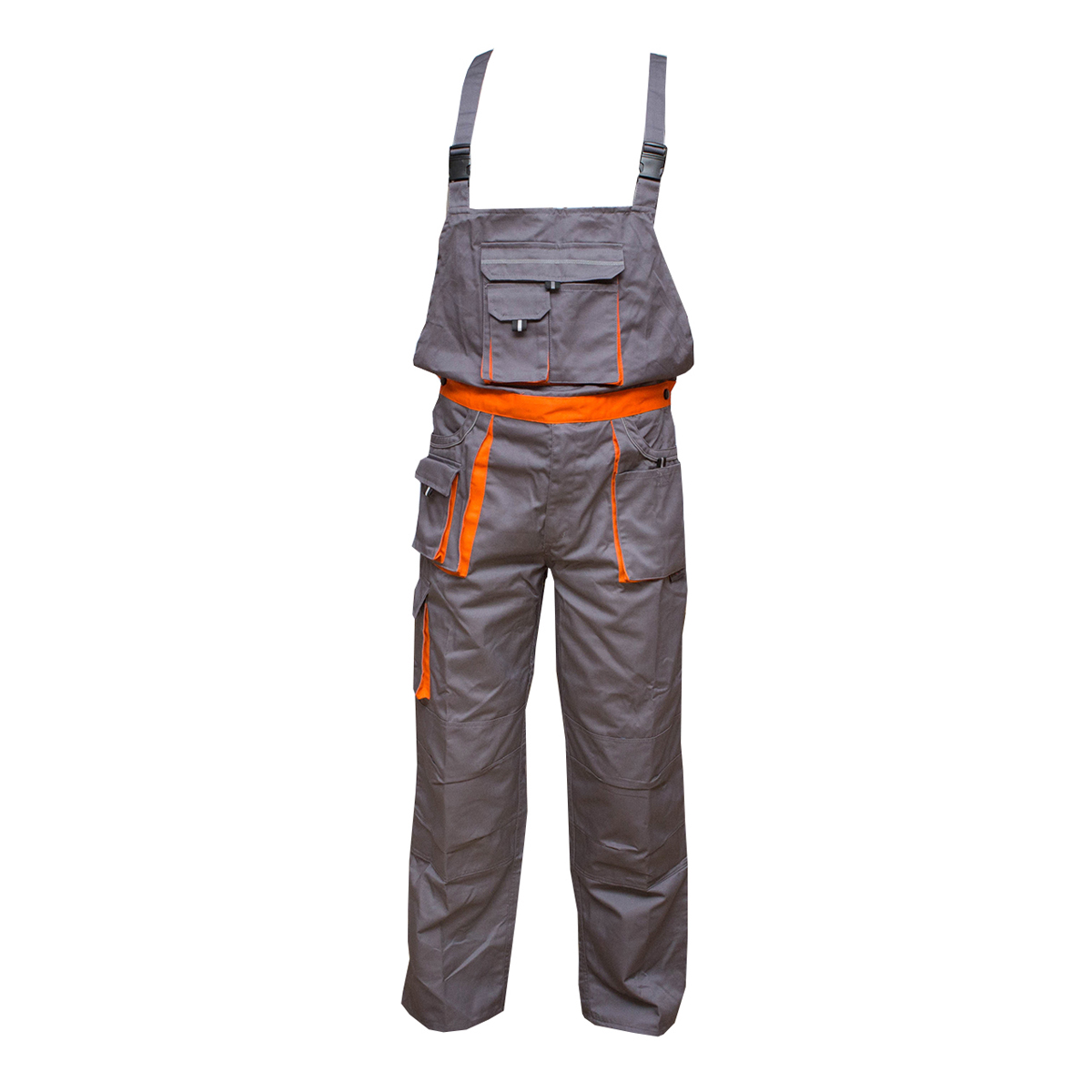 Salopeta cu pieptar de lucru, gri/portocaliu marimea 48, poliester cu bumbac 235g/m2 Breckner Germany