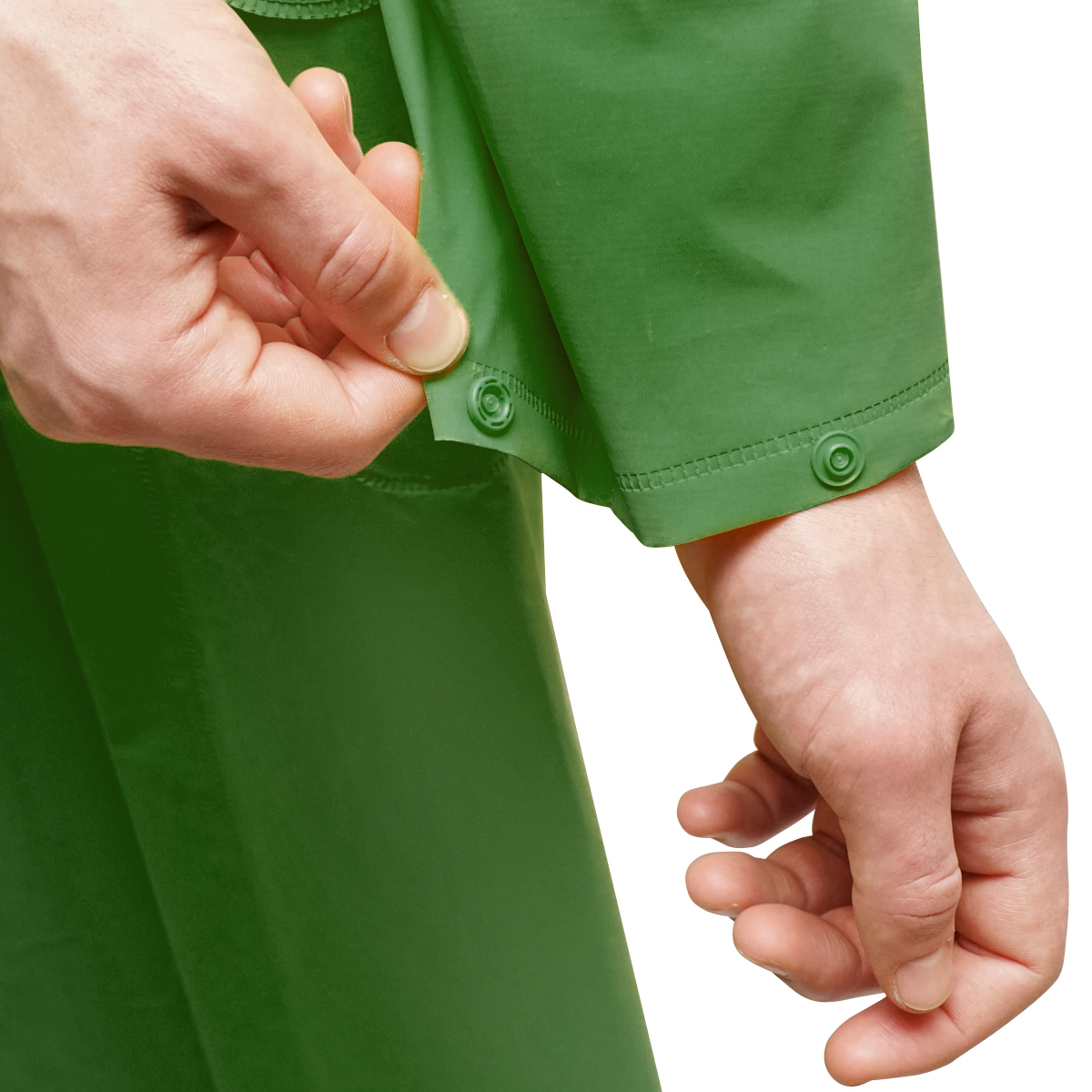 Pelerina cu gluga impermeabila XXL din poliester si PVC cu fante de aerisire, 2 buzunare si fermoar verde Breckner Germany - imagine 5