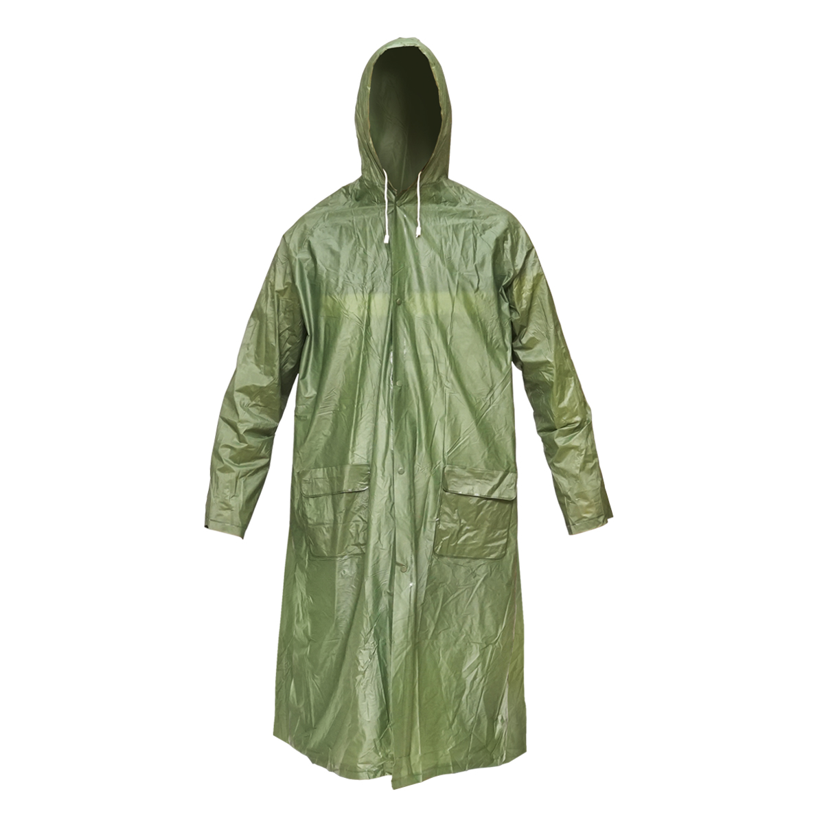 Pelerina cu gluga impermeabila L din PVC, 2 buzunare, inchidere cu capse, verde inchis Breckner Germany
