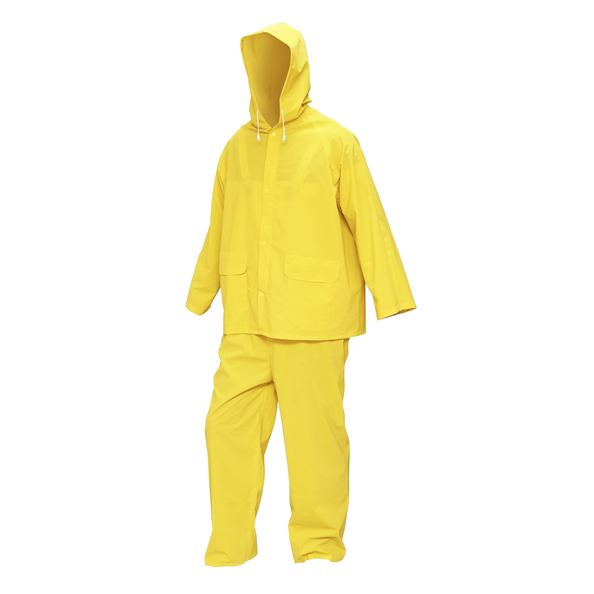Costum impermeabil L cu gluga si salopeta din poliester si PVC, galben Breckner Germany