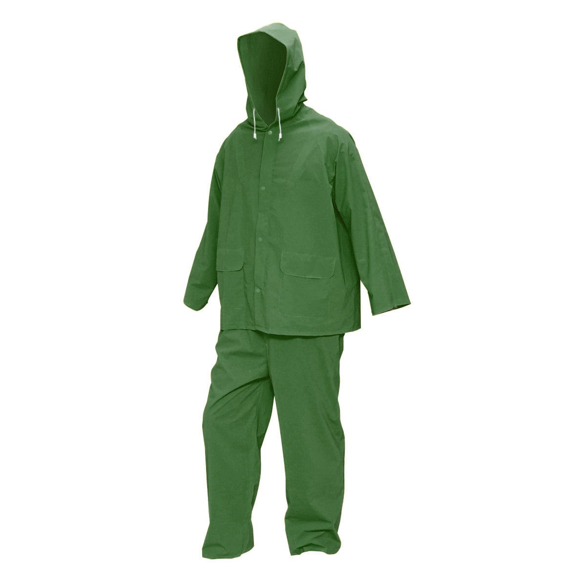 Costum impermeabil XL cu gluga si salopeta din poliester si PVC, verde Breckner Germany