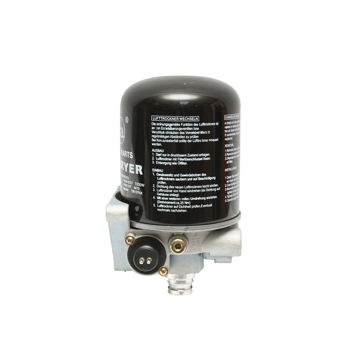 Uscator aer cu flitru pentru sisitem compresor cod OEM 4324101110, 4324100202, 1487434901, LFP8654, T250W, AI12, TB1374X Breckner Germany - imagine 4