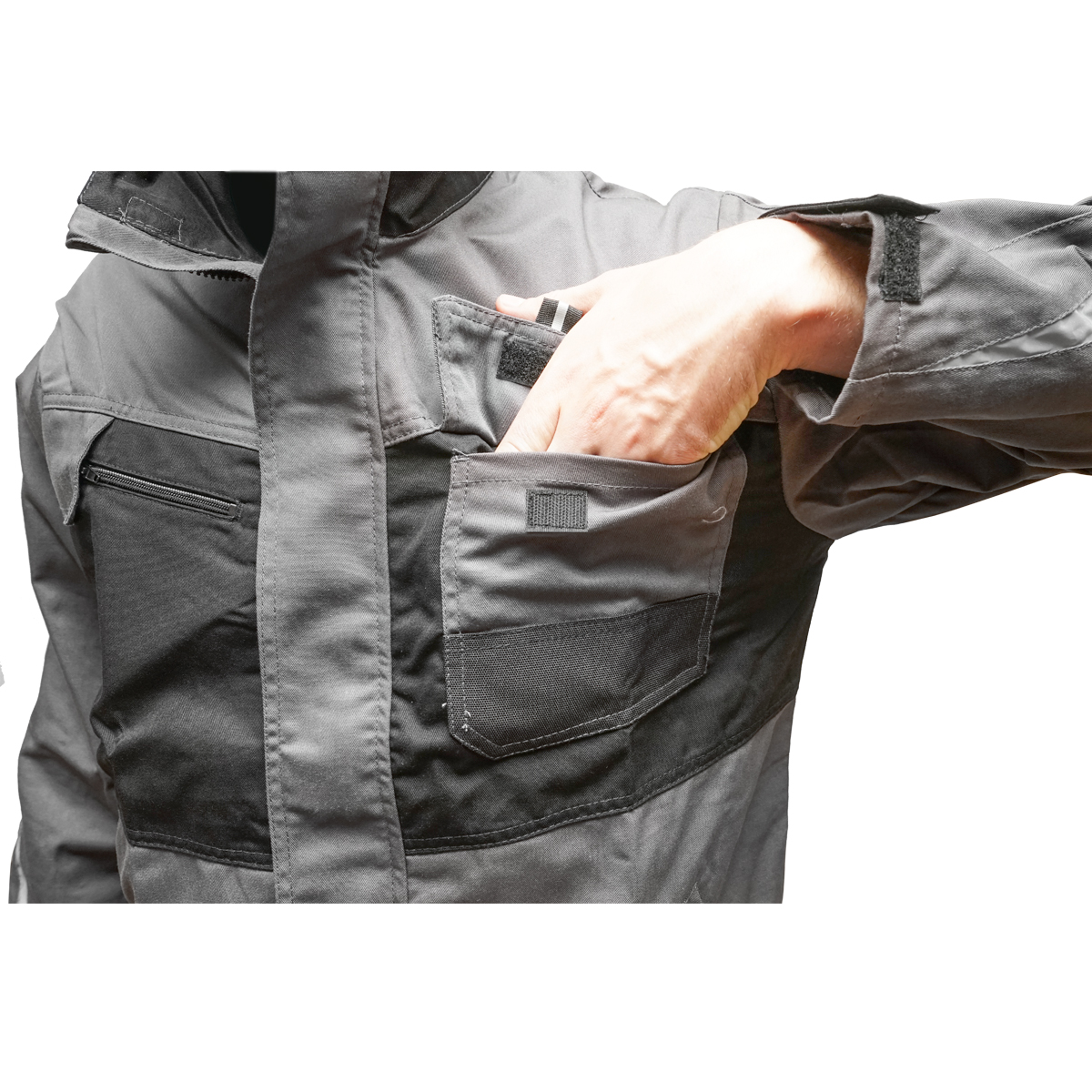 Jacheta de lucru, poliester cu bumbac, gri cu negru, S Breckner Germany - imagine 5