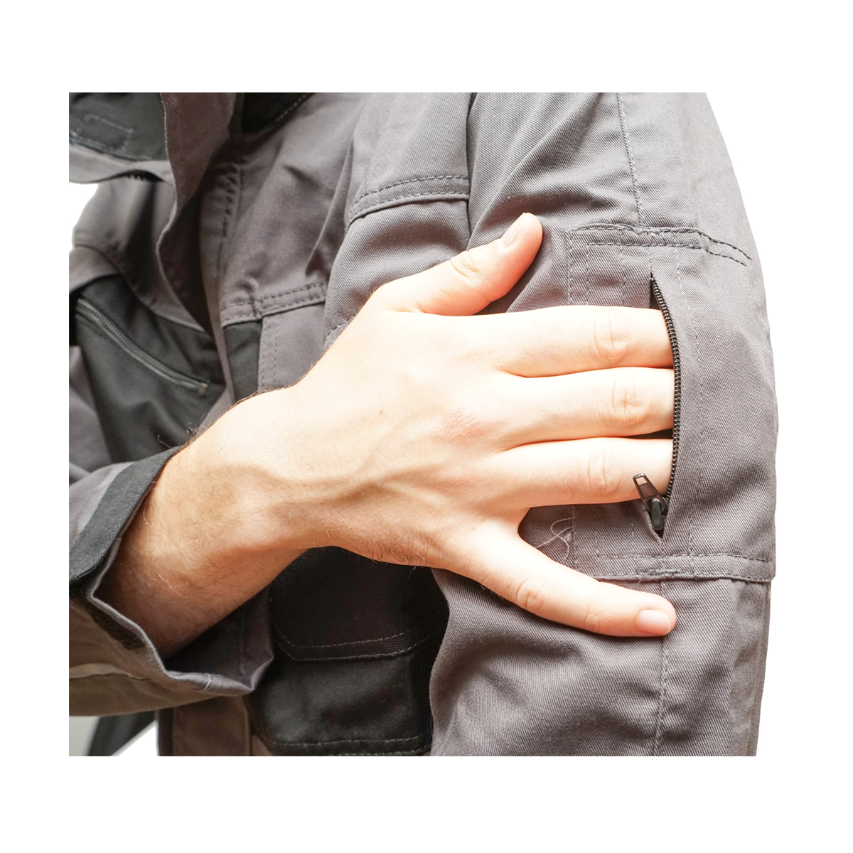 Jacheta de lucru, poliester cu bumbac, gri cu negru, S Breckner Germany - imagine 6