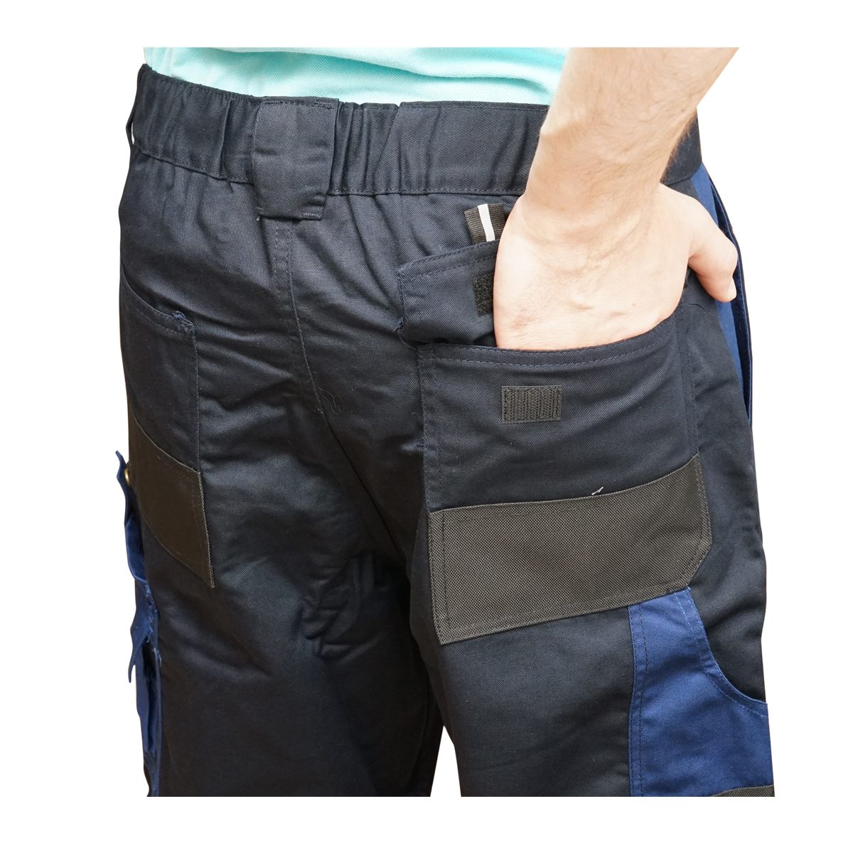 Pantaloni de lucru, poliester cu bumbac, albastru navy, L Breckner Germany - imagine 7