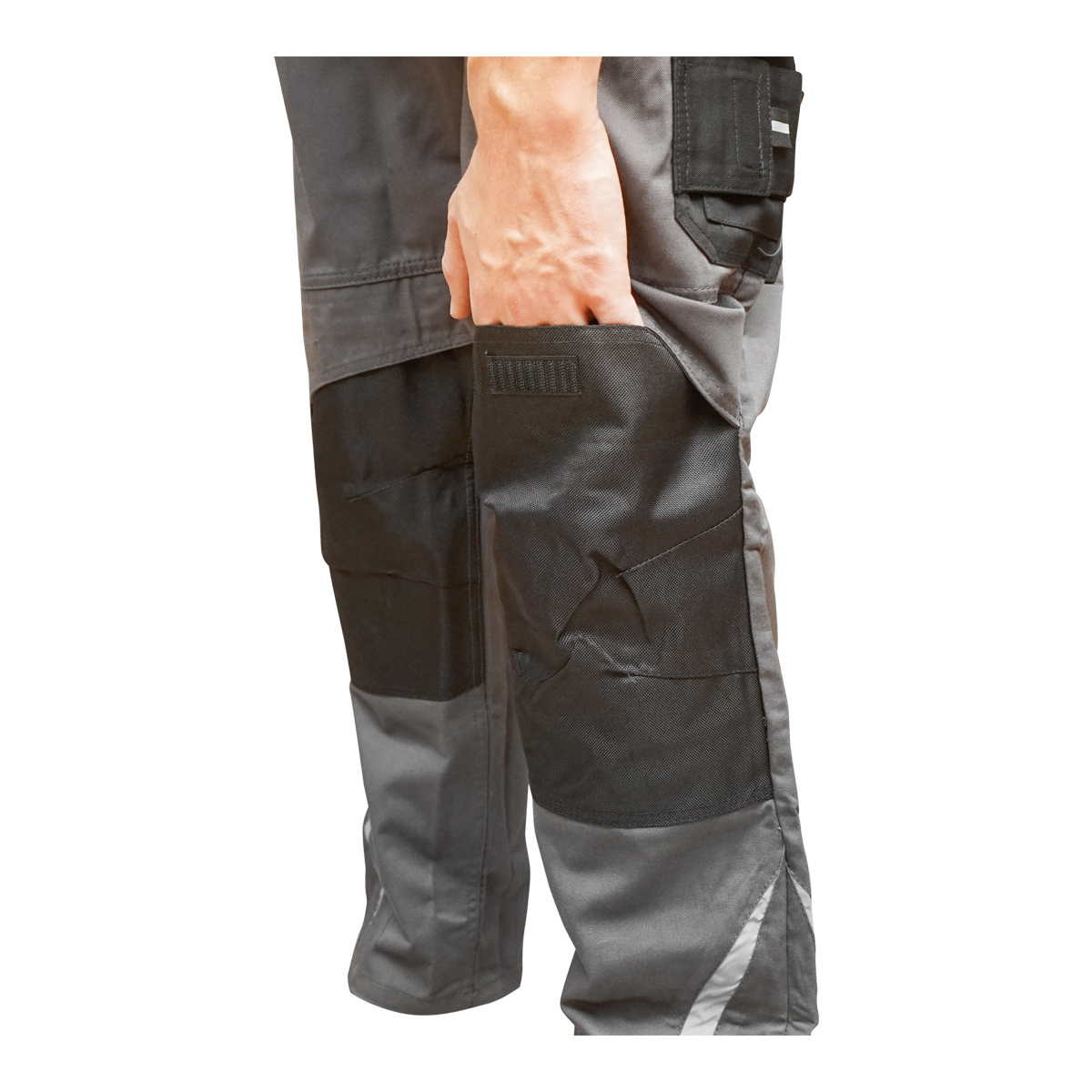 Pantaloni de lucru, poliester cu bumbac, gri cu negru, L Breckner Germany - imagine 5