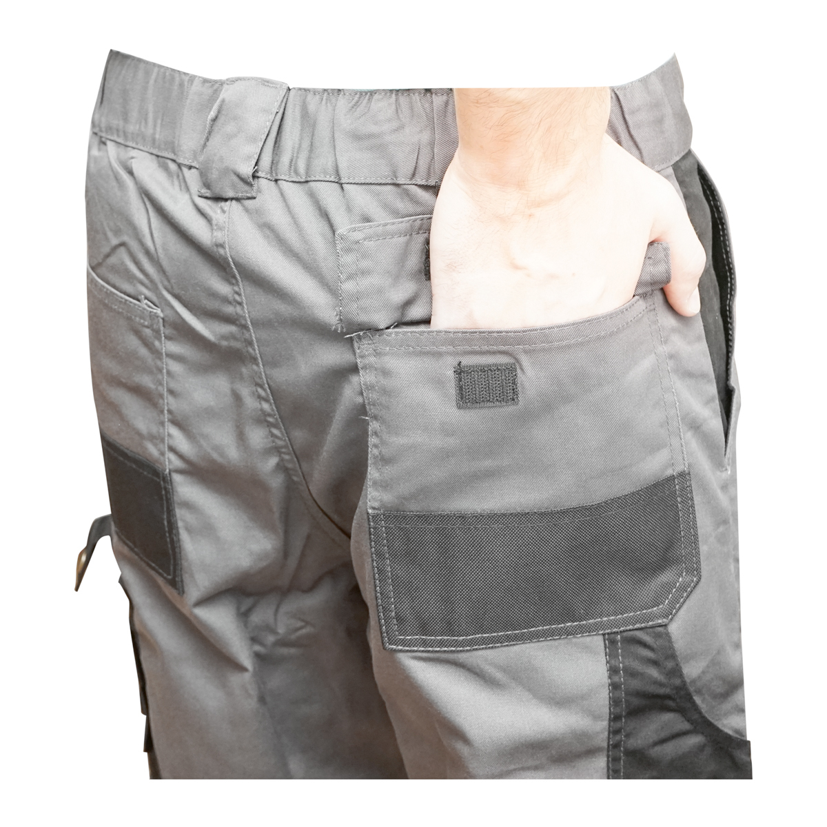 Pantaloni de lucru, poliester cu bumbac, gri cu negru, L Breckner Germany - imagine 7