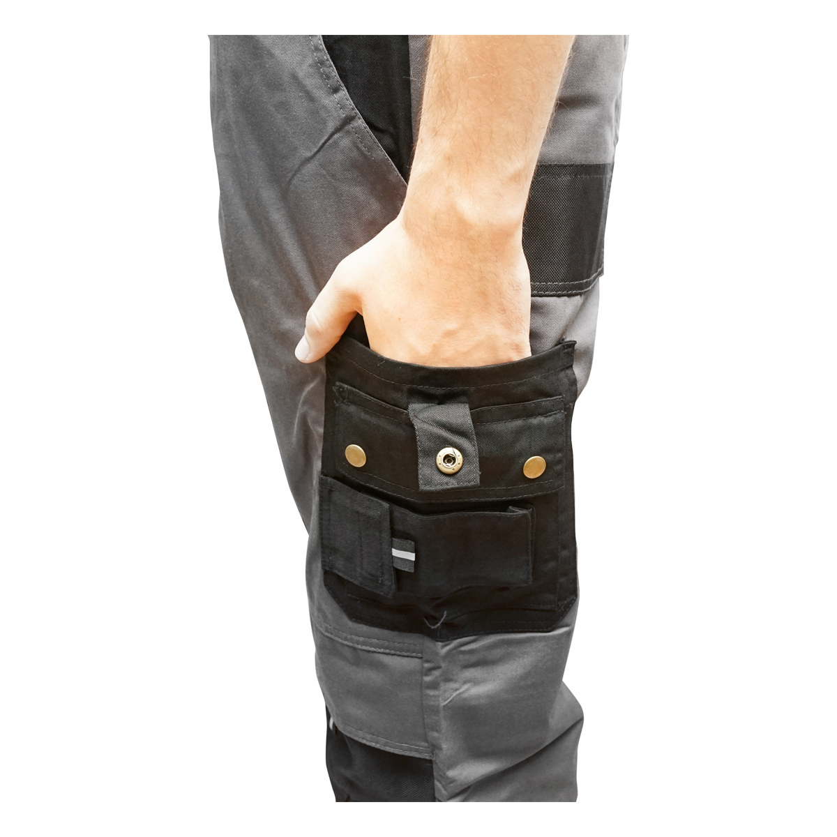 Pantaloni de lucru, poliester cu bumbac, gri cu negru, M Breckner Germany - imagine 6