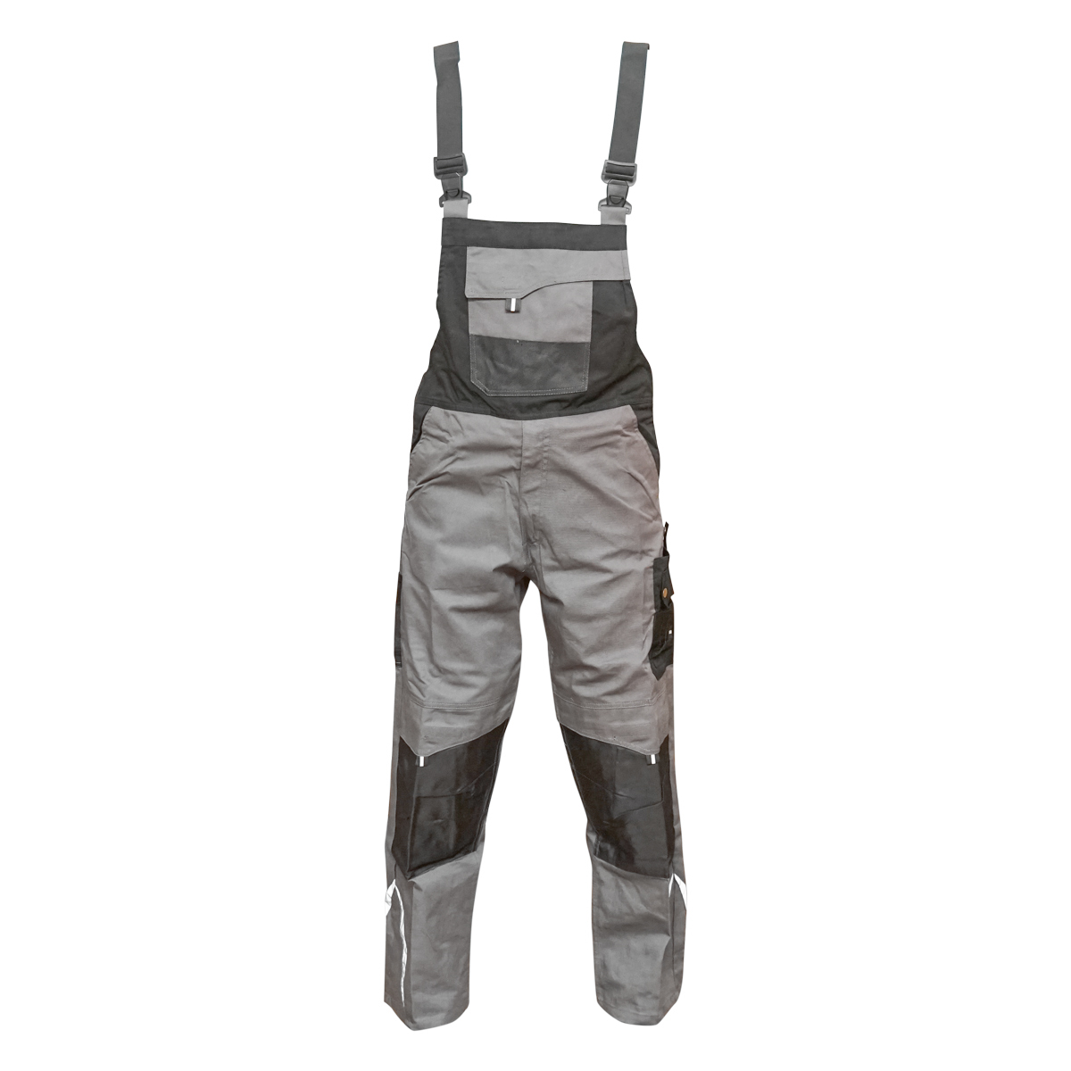 Pantaloni de lucru cu pieptar, salopeta din poliester cu bumbac, gri cu negru, S Breckner Germany