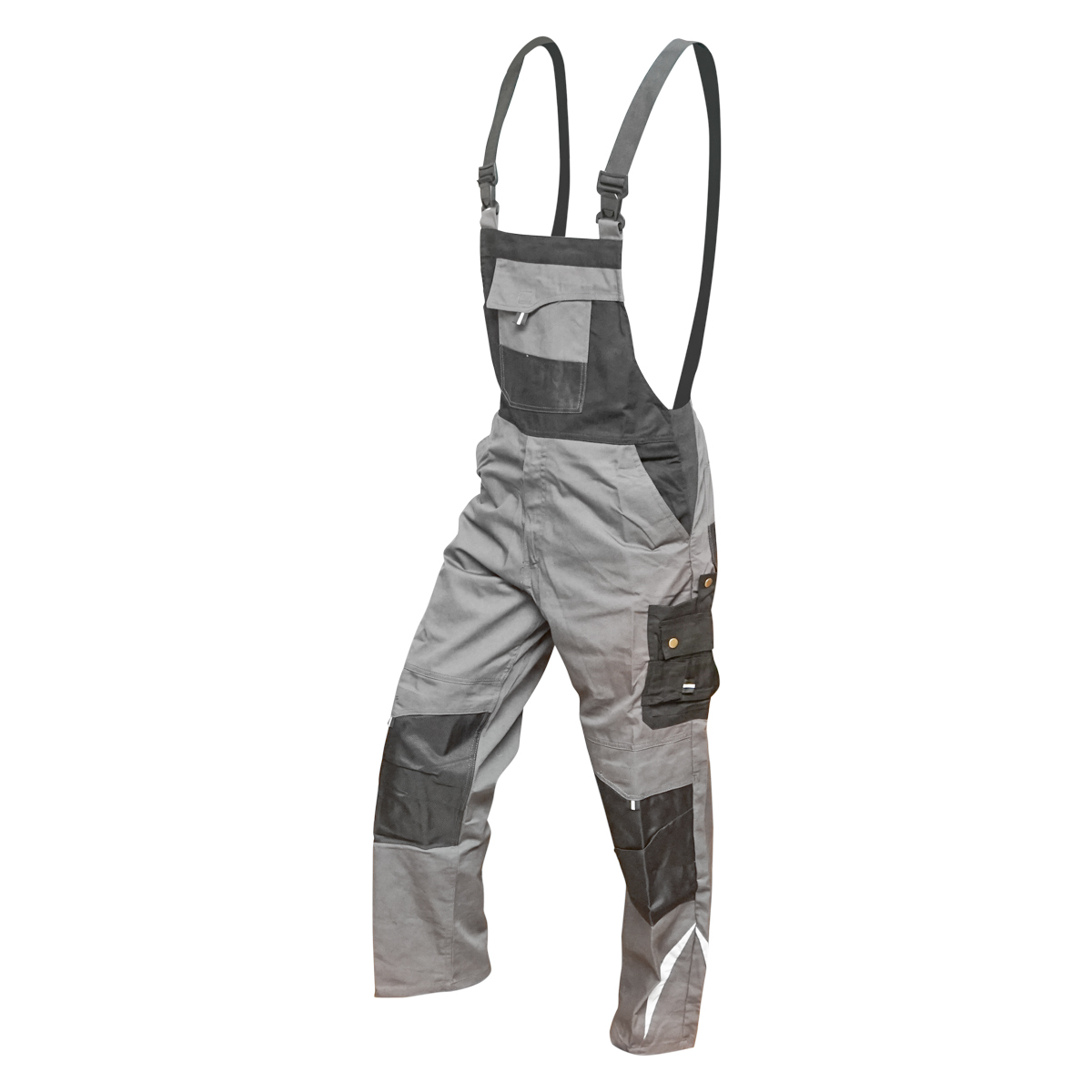 Pantaloni de lucru cu pieptar, salopeta din poliester cu bumbac, gri cu negru, S Breckner Germany - imagine 2
