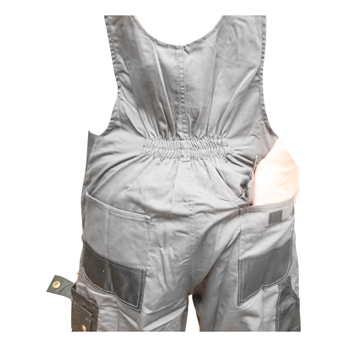 Pantaloni de lucru cu pieptar, salopeta din poliester cu bumbac, gri cu negru, S Breckner Germany - imagine 8