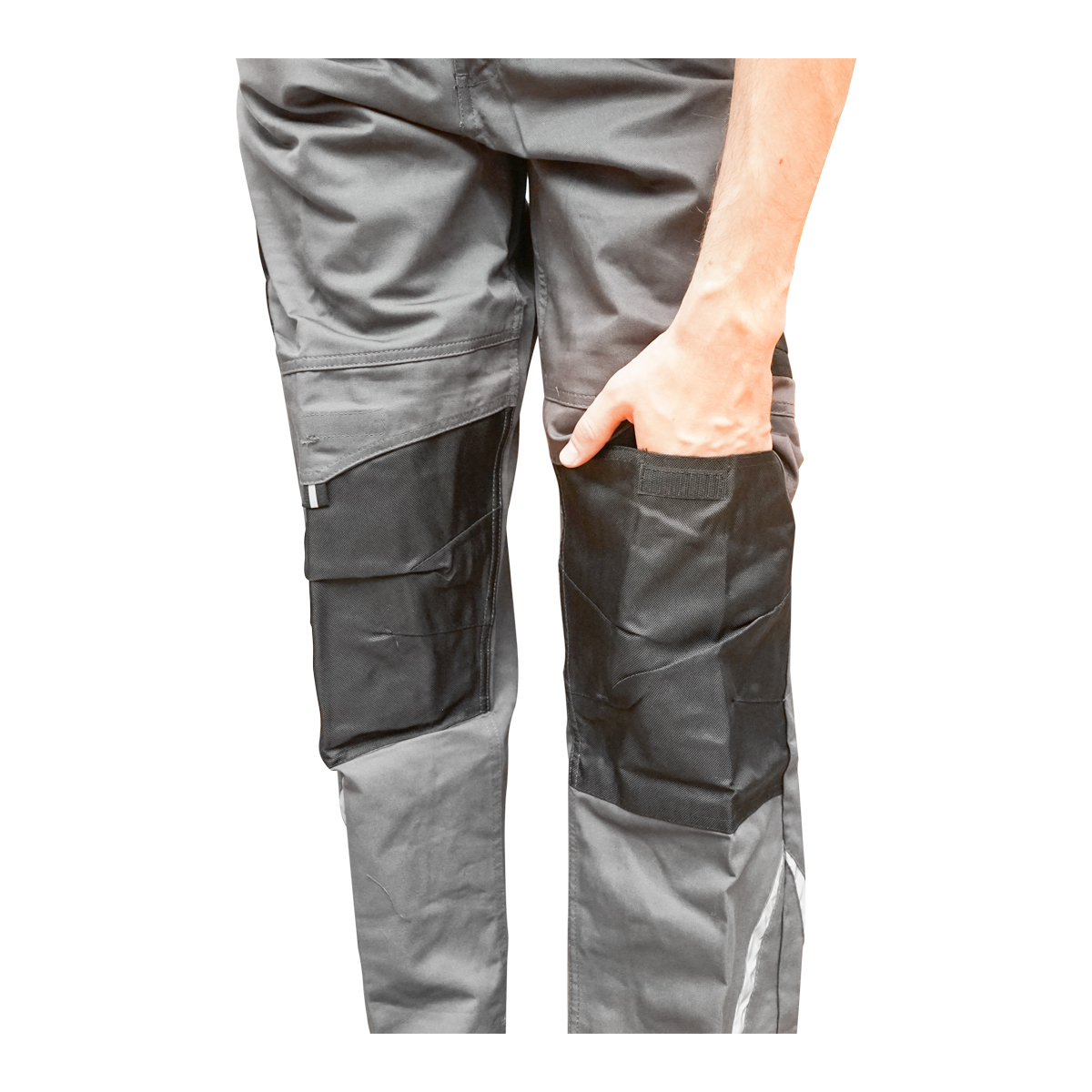 Pantaloni de lucru cu pieptar, salopeta din poliester cu bumbac, gri cu negru, XXL Breckner Germany - imagine 6