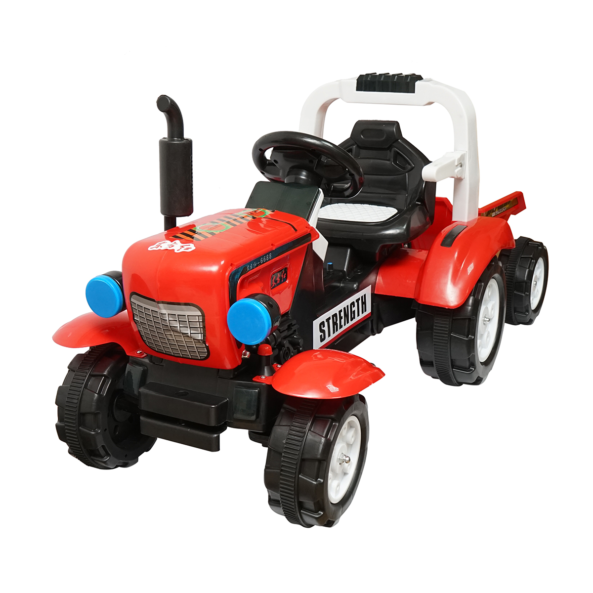 Tractor electric cu remorca, si baterie pentru copii, jucarie 3-6 ani Hello Baby - imagine 3