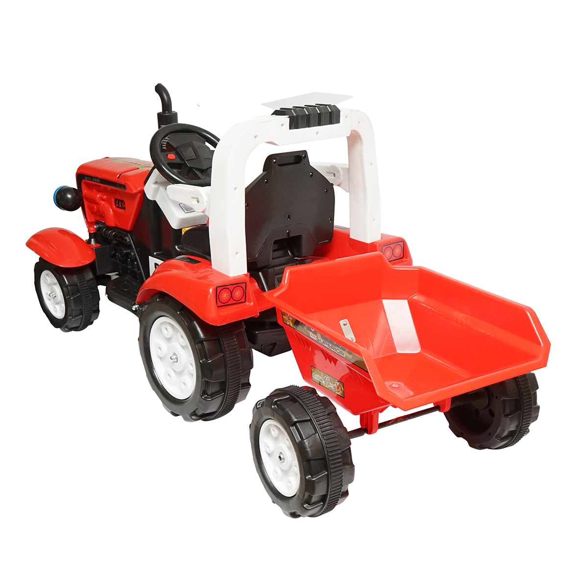 Tractor electric cu remorca, si baterie pentru copii, jucarie 3-6 ani Hello Baby - imagine 2