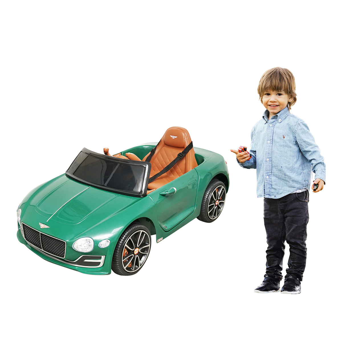 Masinuta electrica cu acumulator si telecomanda Bentley verde 6V/7Ah JE1166 - imagine 2