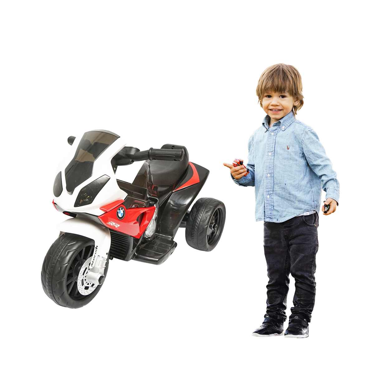 Motocicleta electrica pentru copii rosie JT5188 cu baterie 6V/4Ah, BMW S1000R - imagine 2