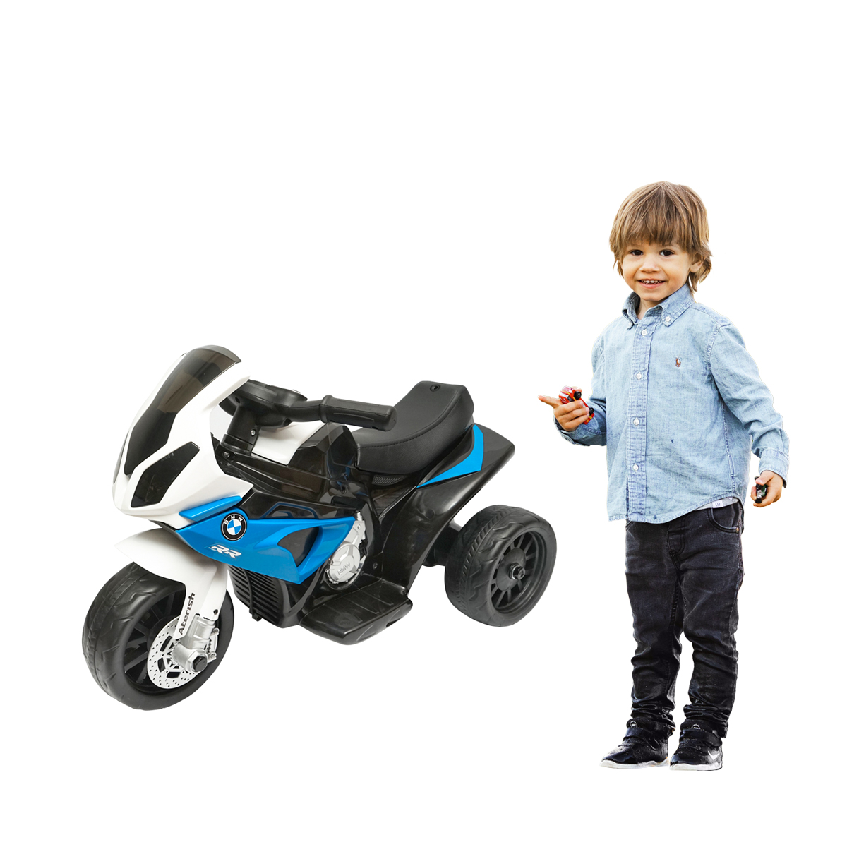 Motocicleta electrica pentru copii albastra JT5188 cu baterie 6V/4Ah, BMW S1000R - imagine 2