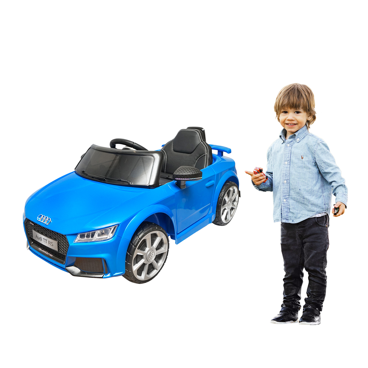 Masinuta electrica cu baterie 6V/4Ah si telecomanda pentru copii Audi TT JE1198 albastra - imagine 2