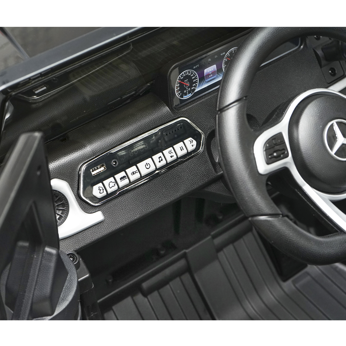 Masinuta electrica cu baterie 6V/7Ah si telecomanda pentru copii Mercedes G500 JJ2077 negru cu scaun piele - imagine 10