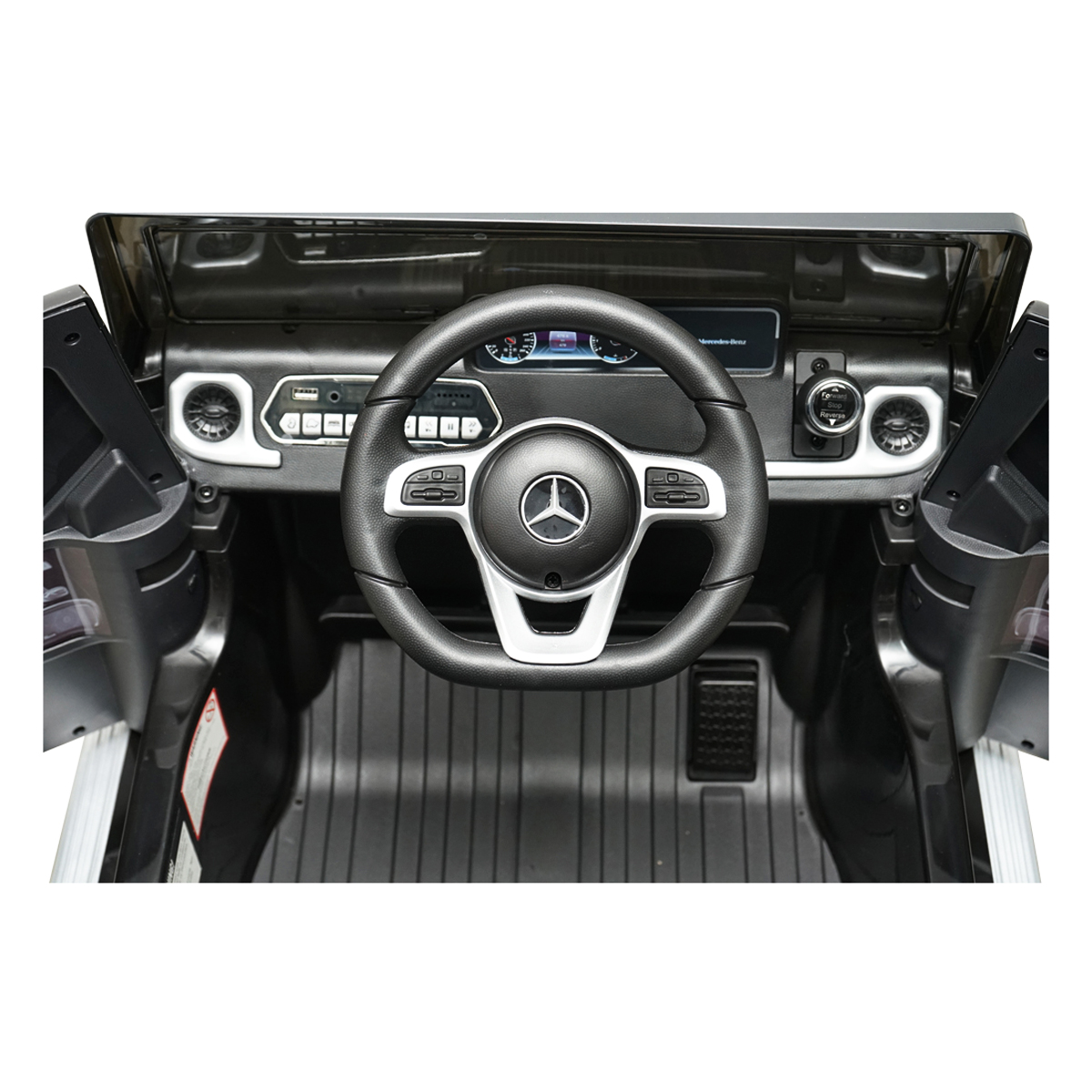Masinuta electrica cu baterie 6V/7Ah si telecomanda pentru copii Mercedes G500 JJ2077 negru cu scaun piele - imagine 8