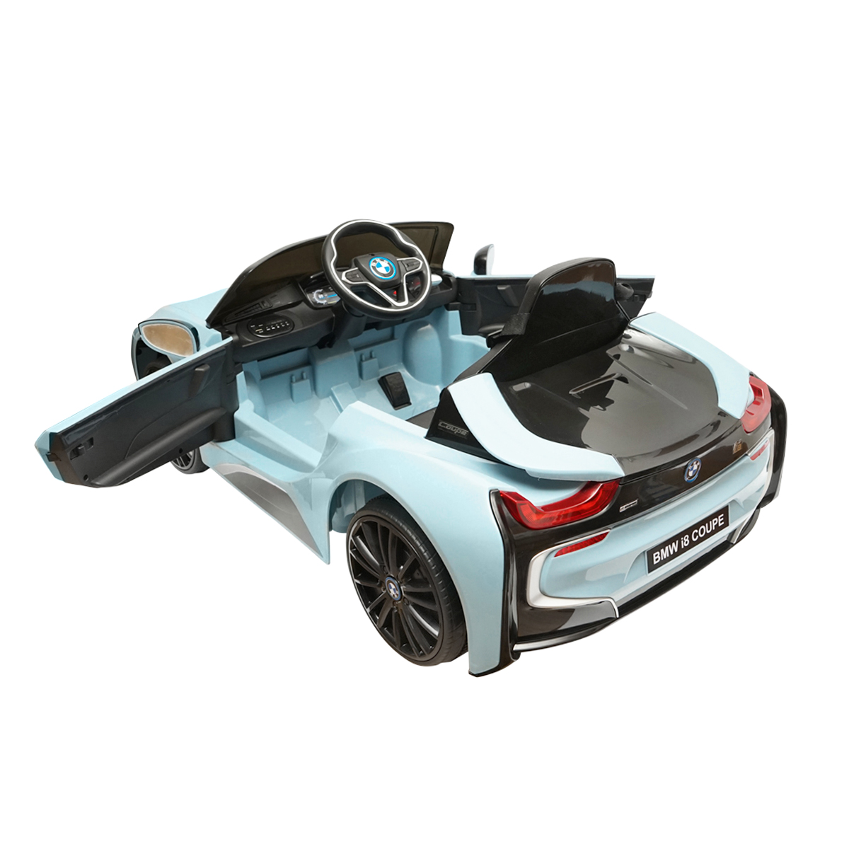Masinuta electrica cu telecomanda pentru copii BMW i8 coupe 6V/7Ah JE1001 cu scaun piele - imagine 9