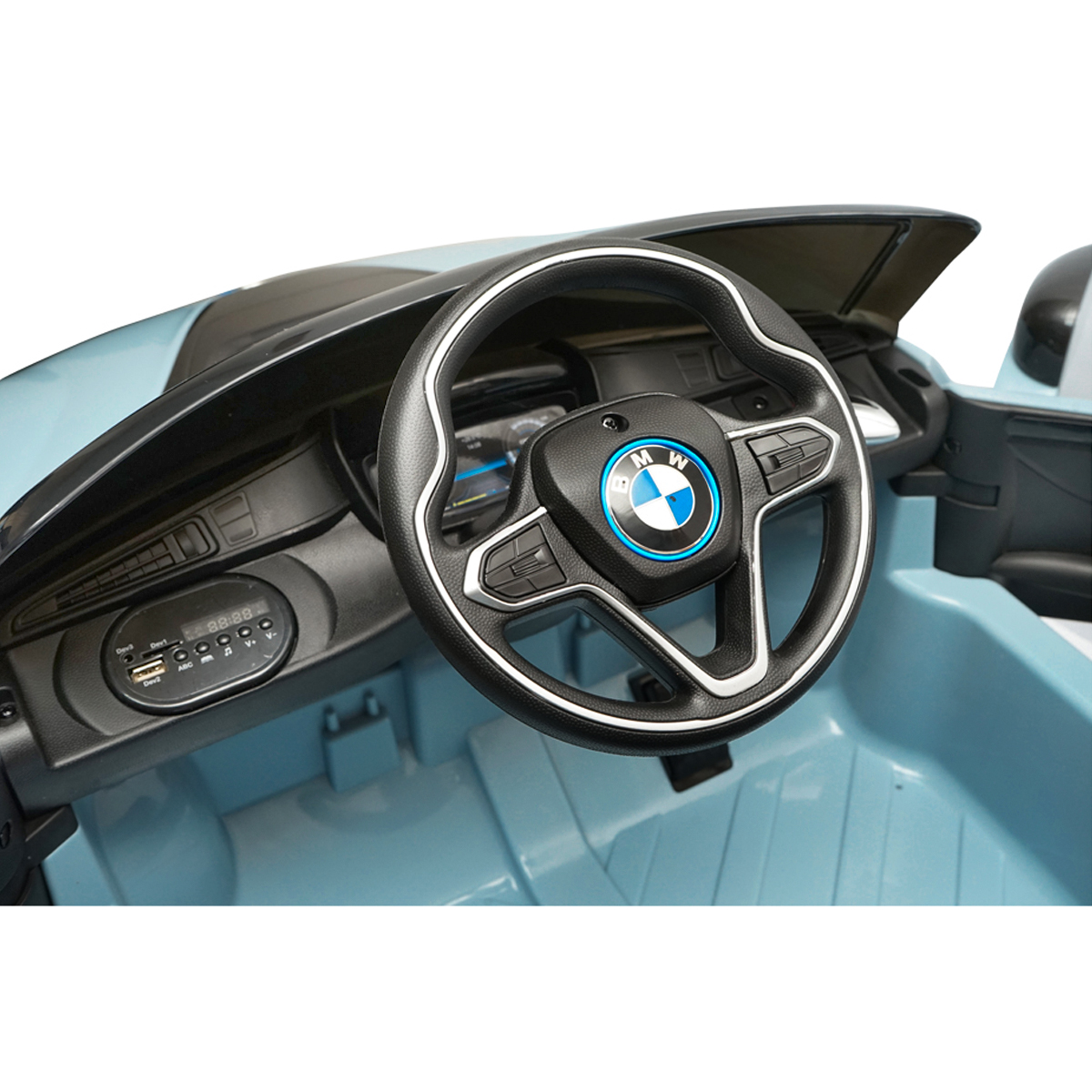 Masinuta electrica cu telecomanda pentru copii BMW i8 coupe 6V/7Ah JE1001 cu scaun piele - imagine 10