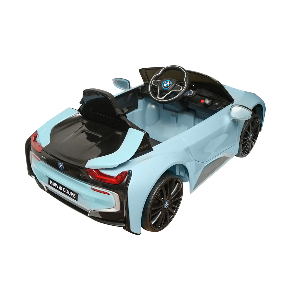 Masinuta electrica cu telecomanda pentru copii BMW i8 coupe 6V/7Ah JE1001 cu scaun piele - imagine 5
