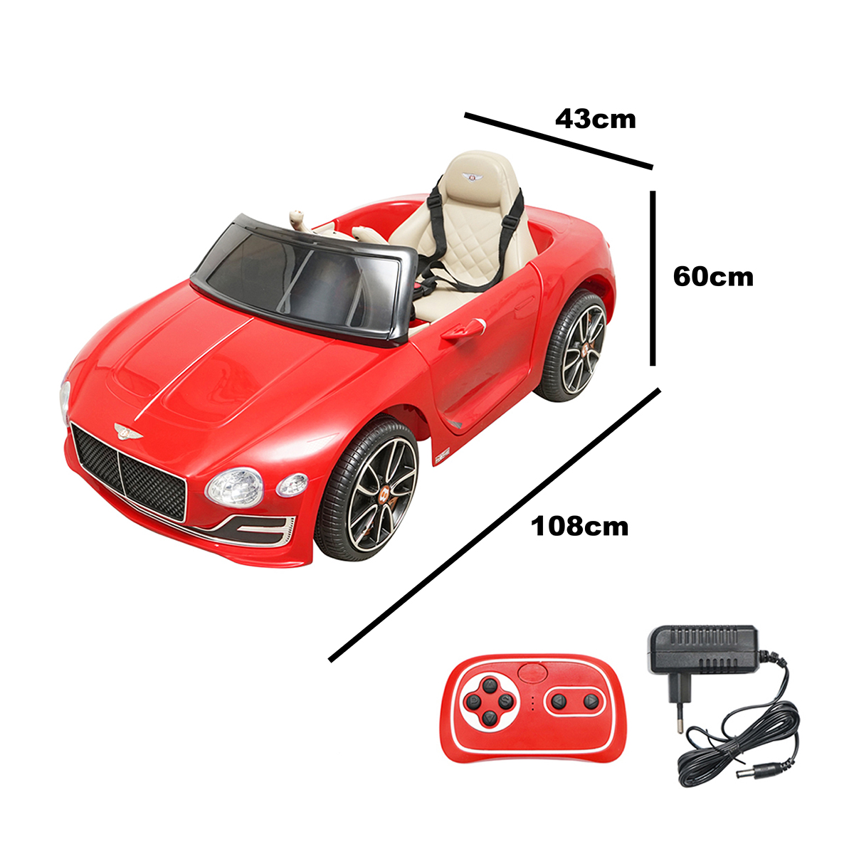 Masinuta electrica cu acumulator si telecomanda pentru copii Bentley rosie 6V/7Ah JE1166