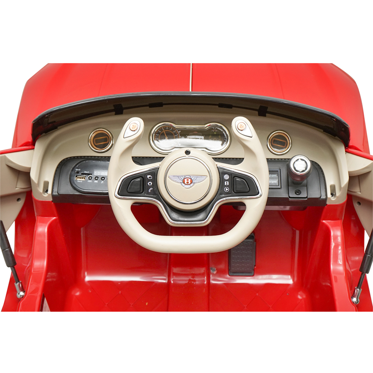 Masinuta electrica cu acumulator si telecomanda pentru copii Bentley rosie 6V/7Ah JE1166 scaun piele - imagine 9