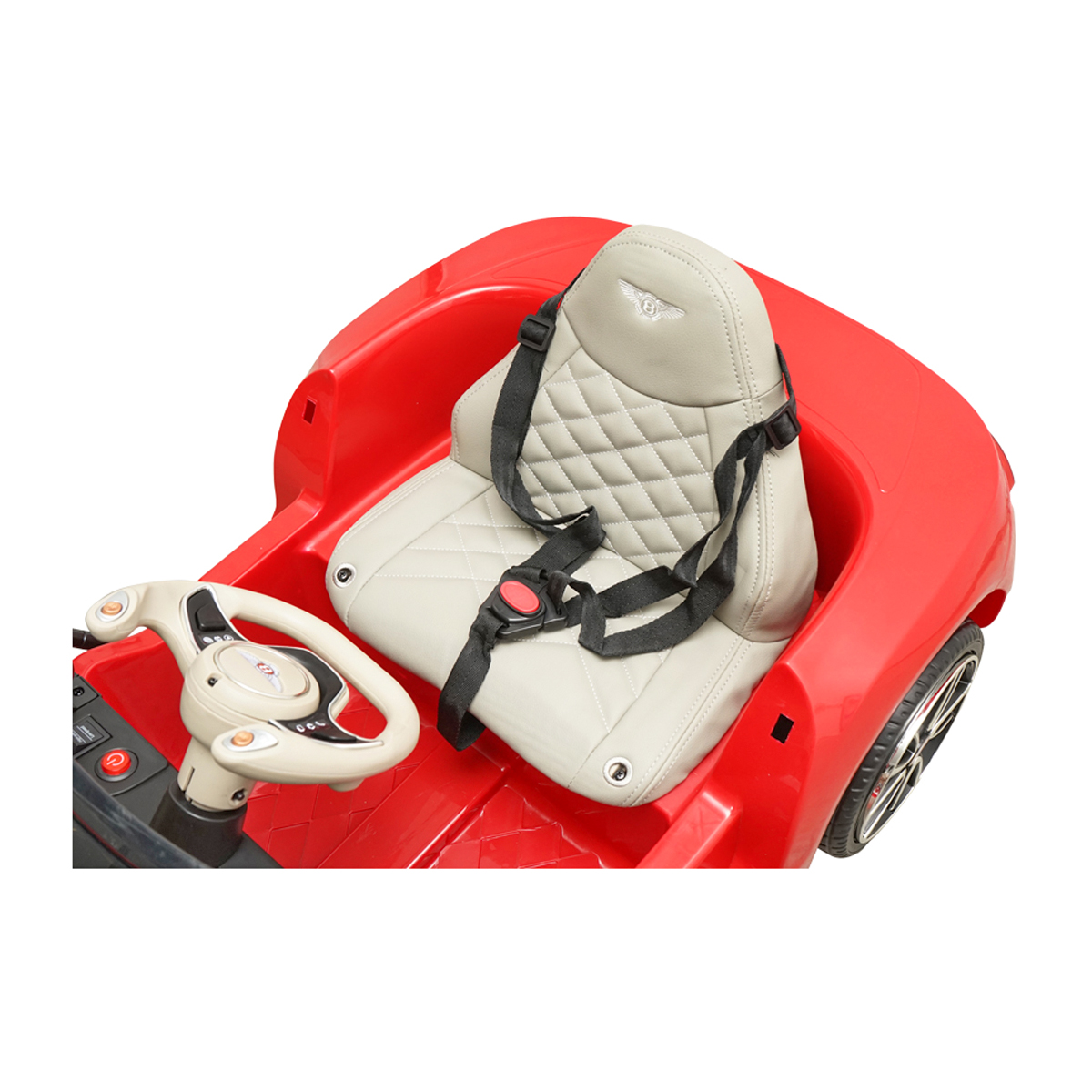 Masinuta electrica cu acumulator si telecomanda pentru copii Bentley rosie 6V/7Ah JE1166 scaun piele - imagine 8