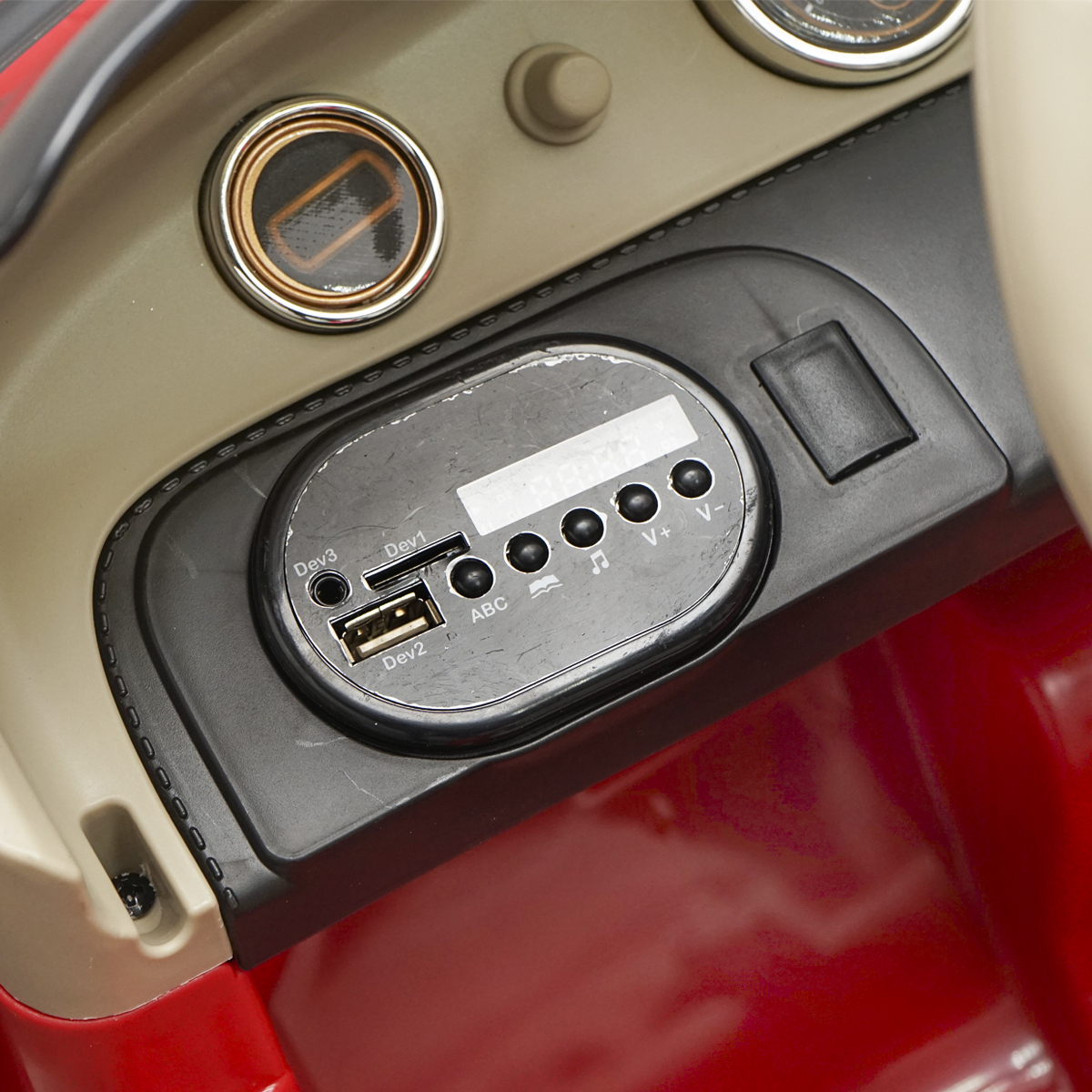 Masinuta electrica cu acumulator si telecomanda pentru copii Bentley rosie 6V/7Ah JE1166 scaun piele - imagine 11