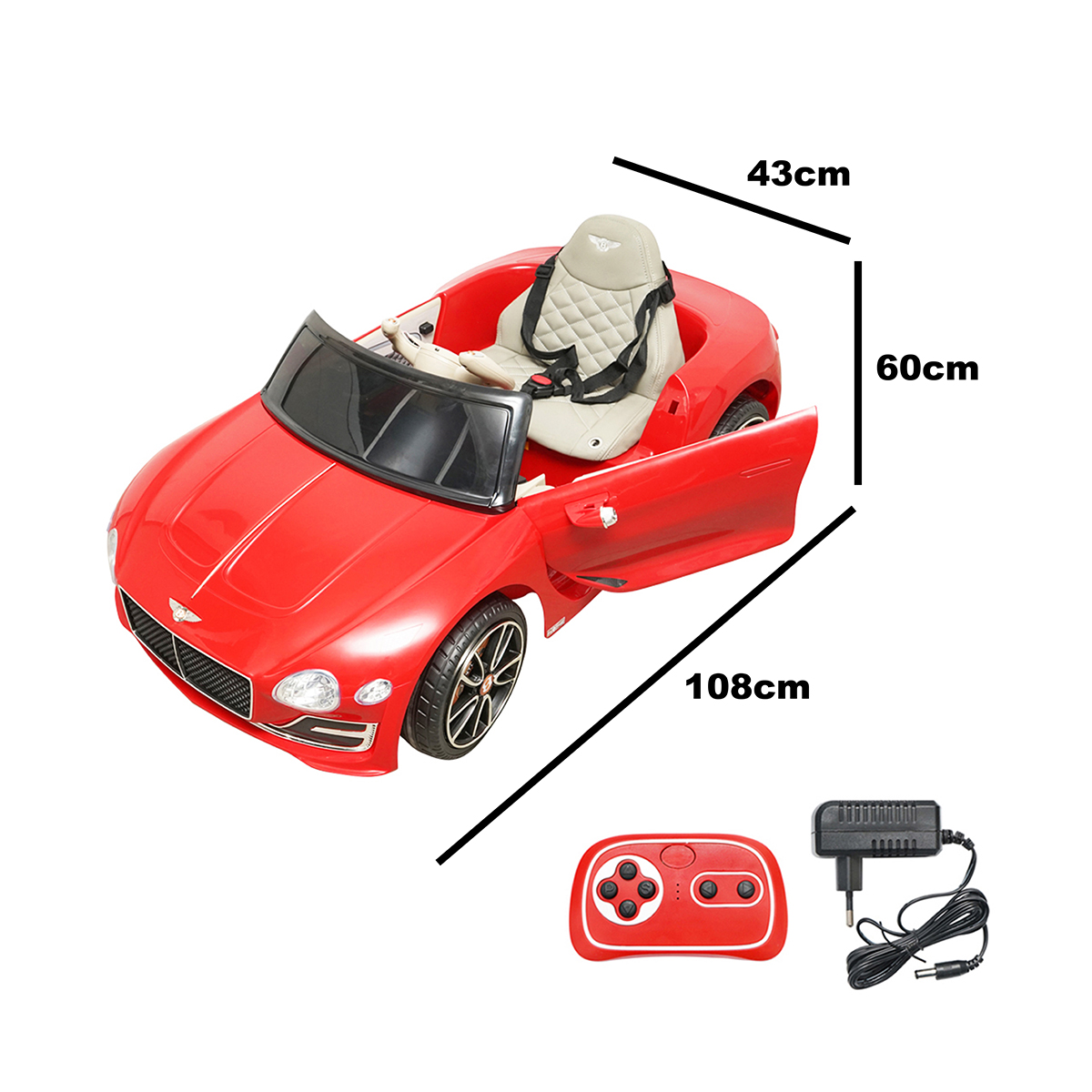 Masinuta electrica cu acumulator si telecomanda pentru copii Bentley rosie 6V/7Ah JE1166 scaun piele