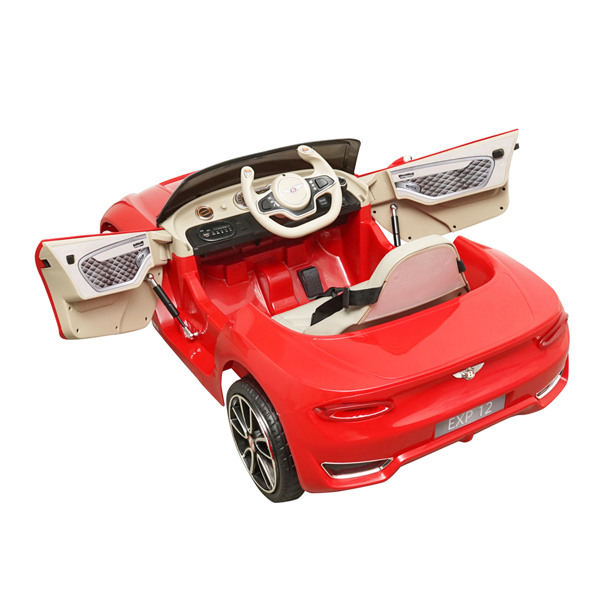 Masinuta electrica cu acumulator si telecomanda pentru copii Bentley rosie 6V/7Ah JE1166 scaun piele - imagine 7