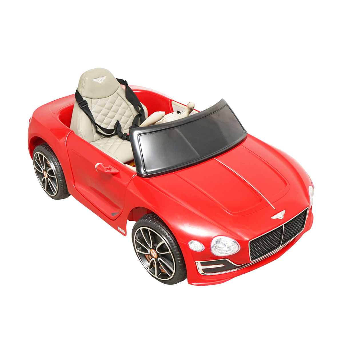 Masinuta electrica cu acumulator si telecomanda pentru copii Bentley rosie 6V/7Ah JE1166 scaun piele - imagine 4