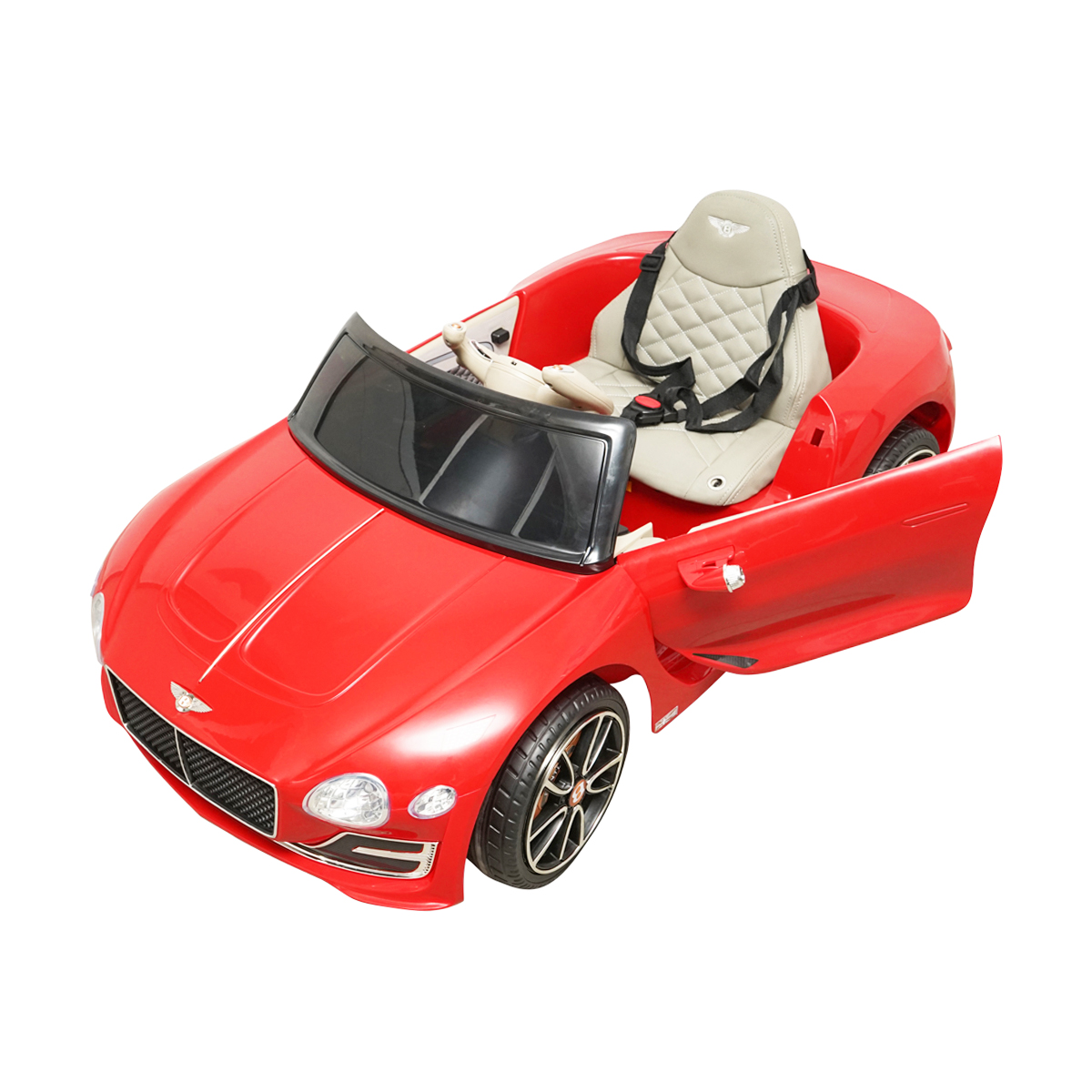 Masinuta electrica cu acumulator si telecomanda pentru copii Bentley rosie 6V/7Ah JE1166 scaun piele - imagine 6