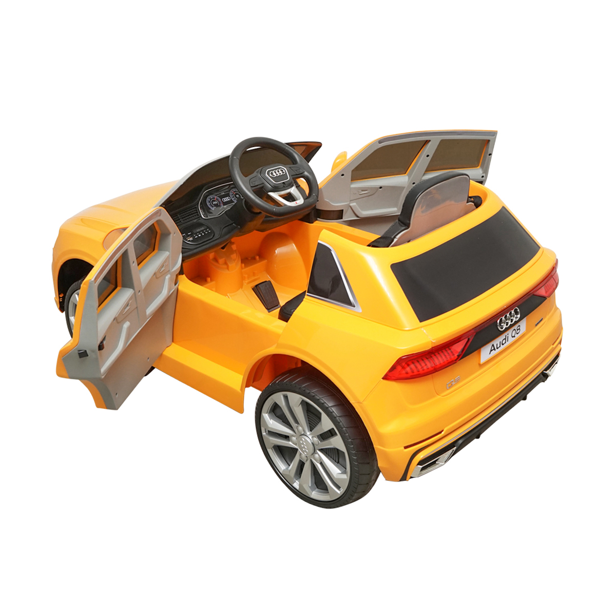 Masinuta electrica cu baterie 6V/7Ah si telecomanda pentru copii JJ2066 Audi Q8 galben cu scaun piele - imagine 5