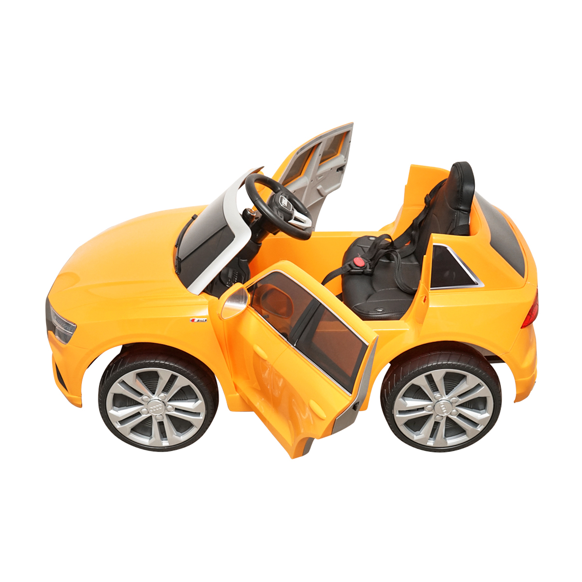 Masinuta electrica cu baterie 6V/7Ah si telecomanda pentru copii JJ2066 Audi Q8 galben cu scaun piele - imagine 4