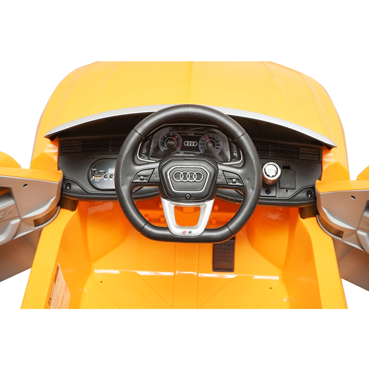 Masinuta electrica cu baterie 6V/7Ah si telecomanda pentru copii JJ2066 Audi Q8 galben cu scaun piele - imagine 7