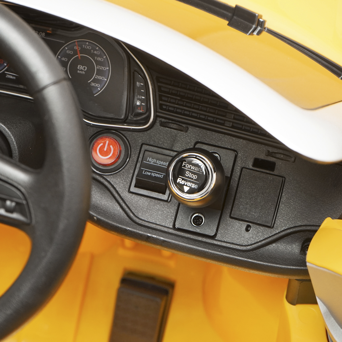 Masinuta electrica cu baterie 6V/7Ah si telecomanda pentru copii JJ2066 Audi Q8 galben cu scaun piele - imagine 9